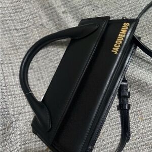 New Authentic Jacquemus Black and Gold Mini Bag